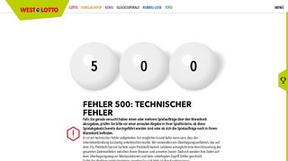 
                            3. 500 - Technischer Fehler - WestLotto.de