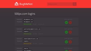 
                            13. 500px.com logins - BugMeNot