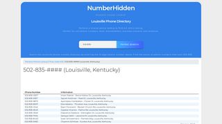 
                            10. 502-835-#### (Louisville,Kentucky) Phone Directory - NumberHidden