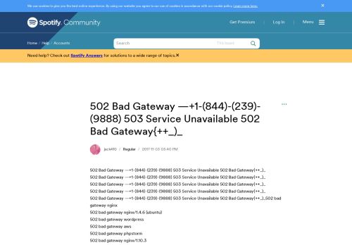 
                            11. 502 Bad Gateway —+ - The Spotify Community