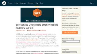 
                            13. 503 Service Unavailable Error: What It Is and How to Fix It - Airbrake