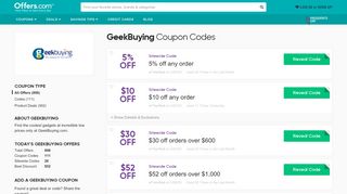 
                            13. $52 off GeekBuying Coupons & Promo Codes 2019 - Offers.com