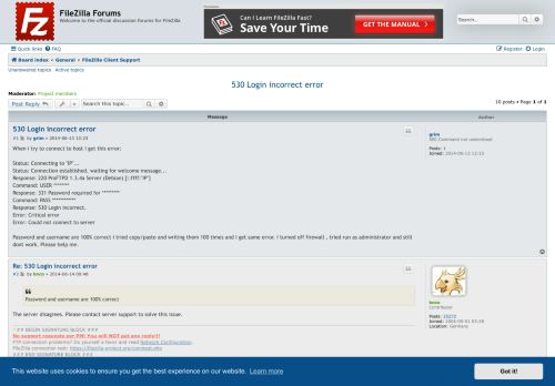 
                            8. 530 Login incorrect error - FileZilla Forums
