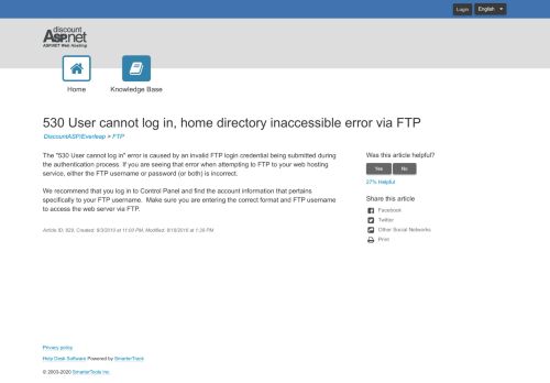 
                            9. 530 User cannot log in, home directory inaccessible error via FTP