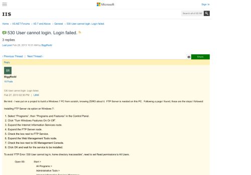 
                            6. 530 User cannot login. Login failed. : The Official Microsoft IIS ...