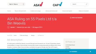 
                            12. 55 Pixels Ltd - ASA | CAP - Advertising Standards Authority