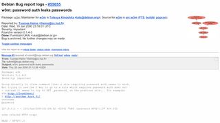 
                            12. #55655 - w3m: password auth leaks passwords - Debian Bug report logs