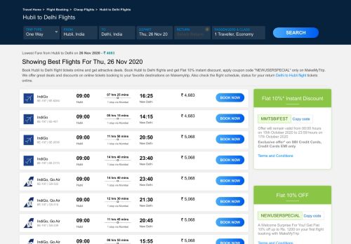 
                            11. 58 Flights Hubli to New Delhi Fares @ ₹3384 + Flat Rs.500 OFF