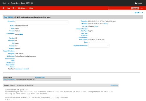 
                            7. 595931 – [rfkill] state not correctly detected on boot - Bugzilla@redhat