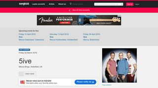 
                            8. 5ive Wakefield Tickets, Mecca Bingo, 22 Mar 2019 – Songkick