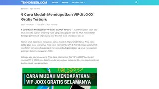 
                            8. 6 Cara Mudah Mendapatkan VIP di JOOX Gratis Terbaru ...