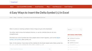 
                            9. 6 Easy Ways to Insert the Delta Symbol (Δ) in Excel » Trump Excel