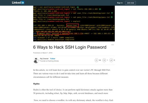 
                            7. 6 Ways to Hack SSH Login Password - LinkedIn