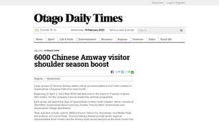 
                            9. 6000 Chinese Amway visitor shoulder season boost | Otago Daily ...