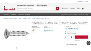 
                            9. 61538 Phillips Flat Head Sheet Metal Screw, #14-10 x 0.75