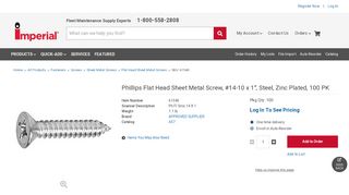 
                            12. 61540 Phillips Flat Head Sheet Metal Screw, #14-10 x 1