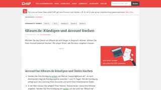 
                            6. 6Raum.de: Kündigen und Account löschen - CHIP