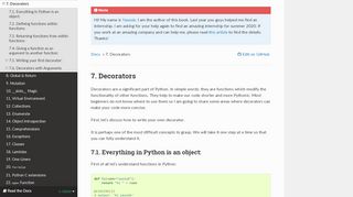 
                            7. 7. Decorators — Python Tips 0.1 documentation