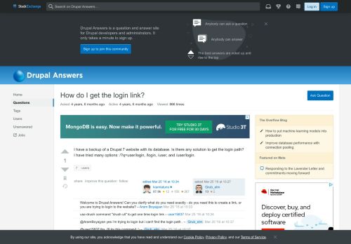
                            5. 7 - How do I get the login link? - Drupal Answers