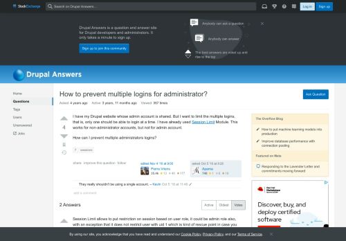 
                            11. 7 - How to prevent multiple logins for administrator? - Drupal Answers