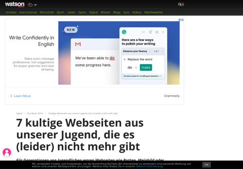 
                            11. 7 kultige Webseiten aus unserer Jugend, die es (leider) nicht mehr ...