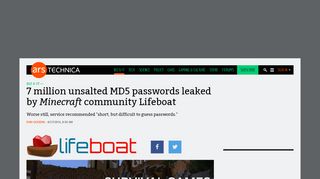 
                            11. 7 million unsalted MD5 passwords leaked by Minecraft community ...