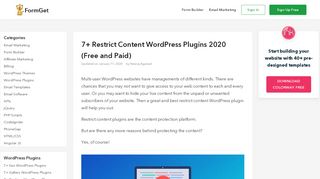 
                            5. 7+ Restrict Content WordPress Plugins 2019 | FormGet
