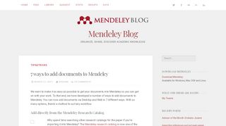 
                            9. 7 ways to add documents to Mendeley – Mendeley Blog
