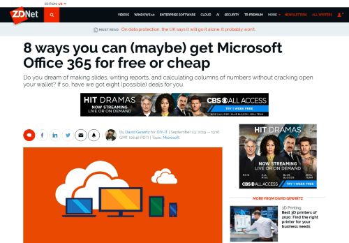 
                            10. 7 ways you can (maybe) get Microsoft Office 365 for free | ZDNet
