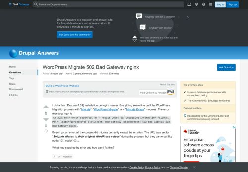 
                            7. 7 - WordPress Migrate 502 Bad Gateway nginx - Drupal Answers