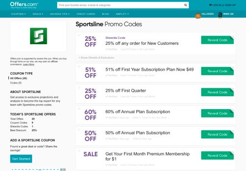 
                            10. 70% off Sportsline Promo Codes & Coupons 2019 - Offers.com