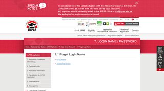 
                            12. 7.1 Forget Login Name - 7. Login Name / Password - JUPAS ...