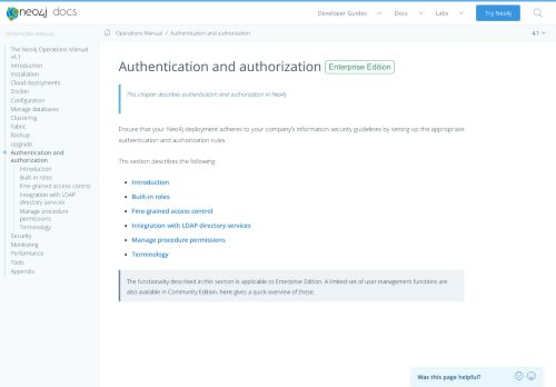 
                            4. 7.1.3. Enabling authentication and authorization - 7.1 ... - Neo4j