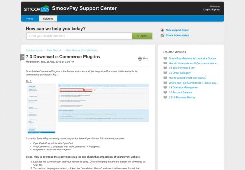 
                            11. 7.3 Download e-Commerce Plug-ins : SmoovPay Support Center