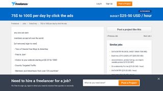 
                            9. 75$ to 100$ per day by click the ads | Data Entry - Freelancer