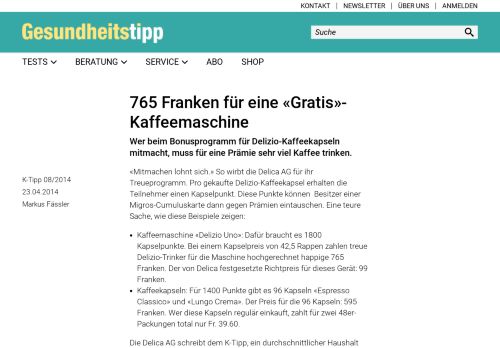 
                            8. 765 Franken für eine «Gratis»-Kaffeemaschine - Artikel - www ...