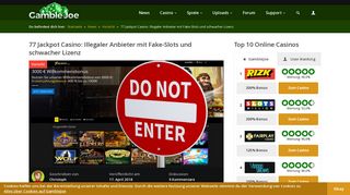 
                            7. 77jackpot.com Erfahrungen: Illegaler Anbieter mit Fake-Slots