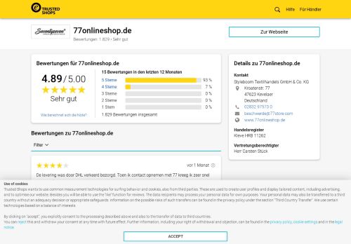 
                            7. 77onlineshop.de Bewertungen & Erfahrungen | Trusted Shops