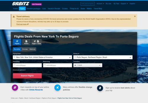 
                            9. $783 + Flights from New York (NYC) to Porto Seguro (BPS) on Orbitz ...