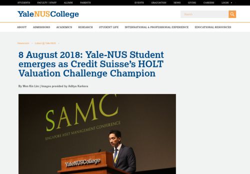 
                            7. 8 August 2018: Yale-NUS Student emerges as Credit Suisse's HOLT ...