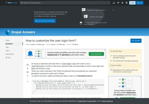 
                            5. 8 - How to customize the user login form? - Drupal Answers