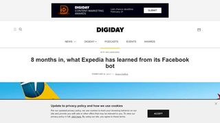 
                            12. 8 months in, what Expedia has learned from its Facebook bot - Digiday