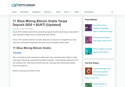 
                            11. 8 Situs Mining Bitcoin Gratis Tanpa Deposit 2019 - CryptoHarian