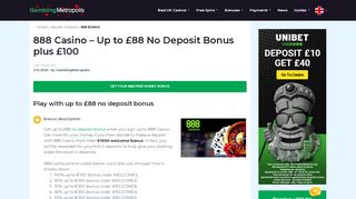 
                            9. 888 Casino | Claim £88 No Deposit Bonus & a £100 deposit bonus ...
