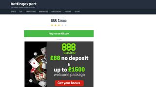 
                            10. 888 Casino PromoCode: £88 free + 100% up to £1500 - Bettingexpert