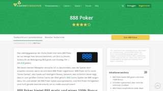 
                            12. 888 Poker – 88 $ gratis sowie 100 % 888 Poker Bonus (Februar 2019)