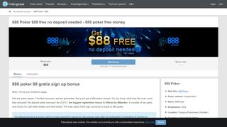 
                            11. 888 Poker free $88 dollars | $88 no deposit bonus details