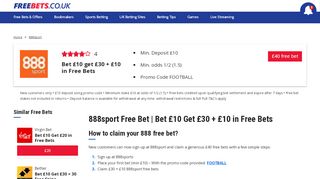 
                            9. 888sport Free Bet - Exclusive Bet £10 Get £30 | Freebets.co.uk