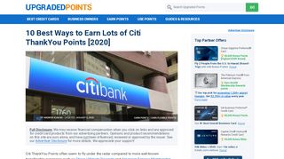 
                            11. 9 Best Ways To Earn Lots of Citi ThankYou Points [2018]