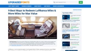 
                            4. 9 Best Ways To Use Lufthansa Miles & More Miles [2019]